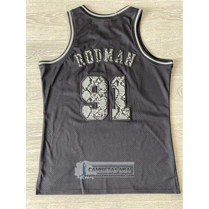 Camiseta Chicago Bulls Dennis Rodman NO 91 Mitchell & Ness 1997-98 Negro1